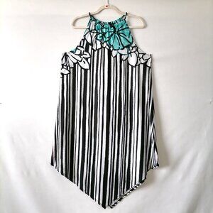 Melissa Paige Womens White Black Halter Neck Striped Sleeveless Dress Size PXL